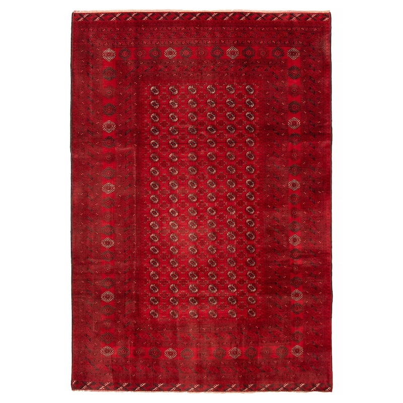 Teimani Red Rug 6'6" x 9'6" - 6'6 x 9'6 - Red - 6'6 x 9'6