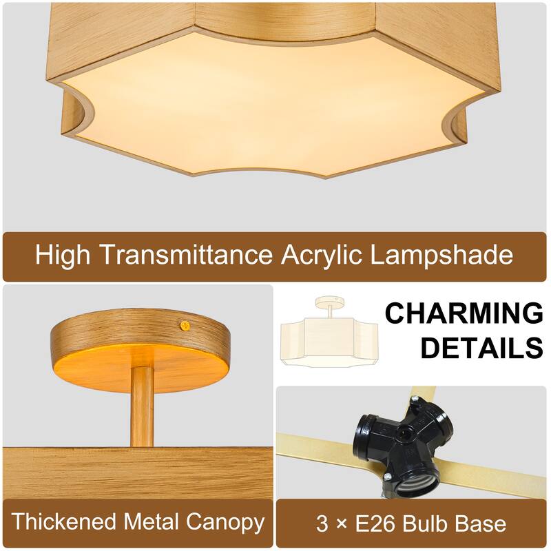 Starsky 3-Light Novelty Statement Semi Flush Mount - Antique