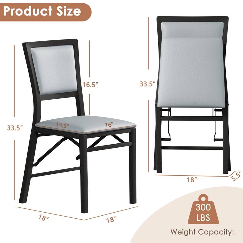 VECELO Folding Dining Chairs Set of 2/4/6 with Cushion Parson Classic Upholstered Folding Chairs Modern 33" Parson Chairs