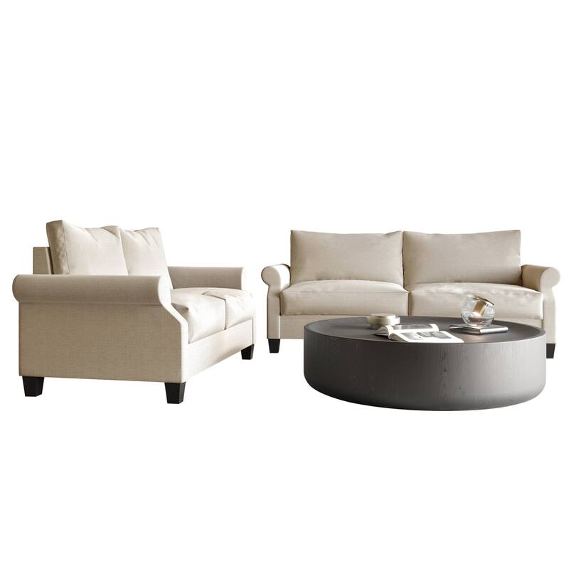 CraftPorch Classic Linen Upholstered 2-Piece Living Room Set - Beige