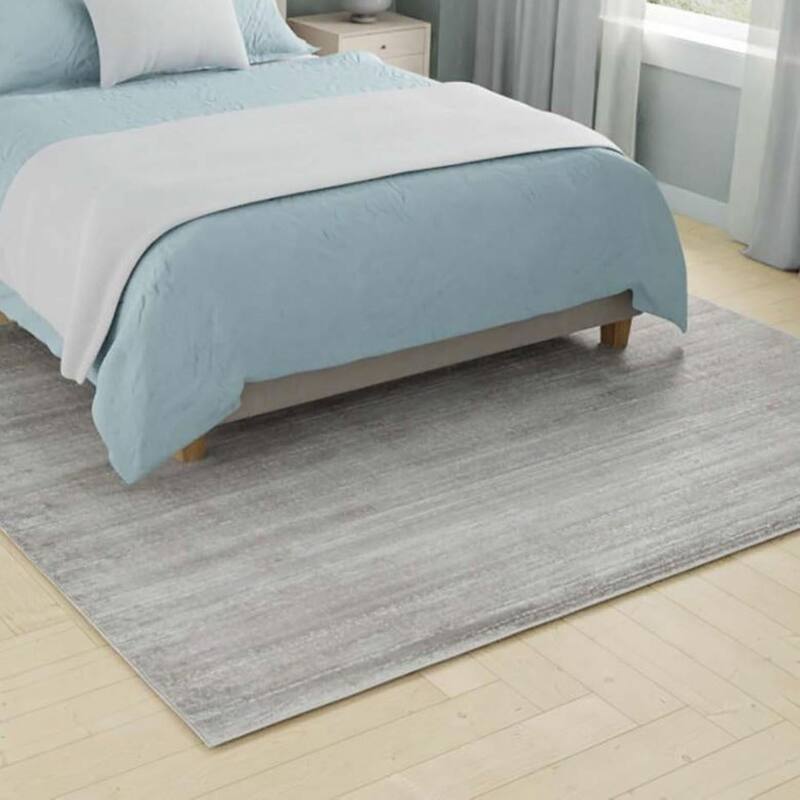 Solid/Striped Richye Collection Area Rug - Gray - 7'10" Square