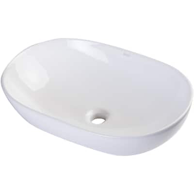 Eago 22-7/8" Ceramic Vessel Bathroom Sink - Less Overflow