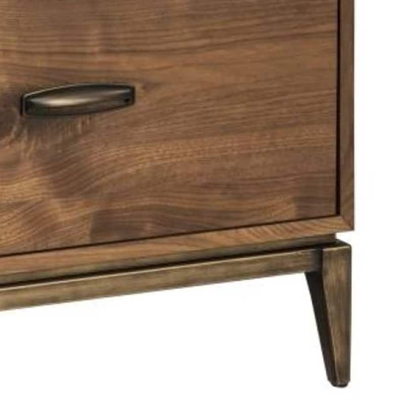 Wooden Nightstand with two Drawers, Brown