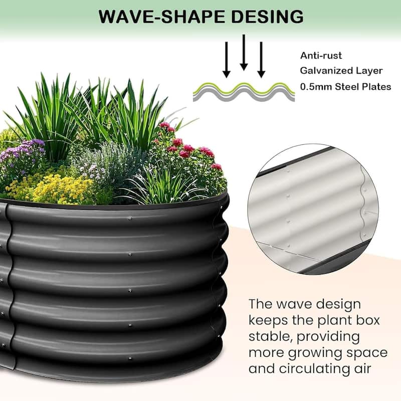 8x2x1FT Galvanized Raised Garden Bed Large Metal Planter Box for Outdoor Vegetables Flowers and Fruits Dark Grey