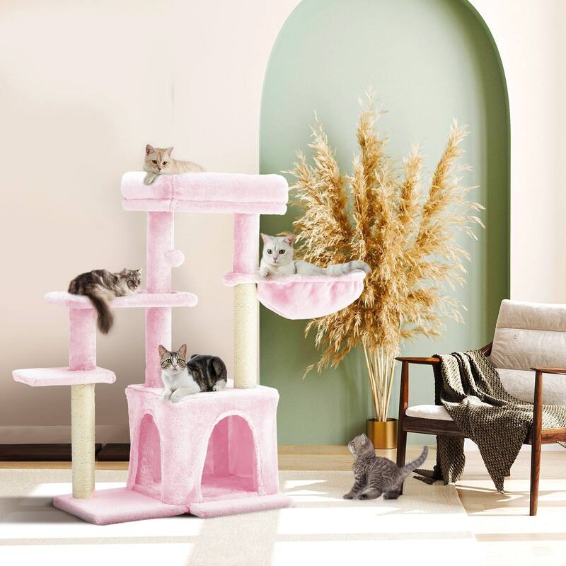 EROMMY Cat Tree – Multi-Level Cat Tower with Sisal Scratching Posts & Swing Ball, Modern Cat Furniture for Indoor Cats