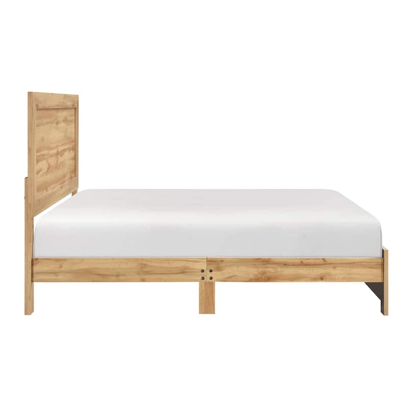 Rustic Natural Finish Eastern King Bed Frame - Headboard, Footboard & Rails Included, Easy Assembly, Scratch-Resistant
