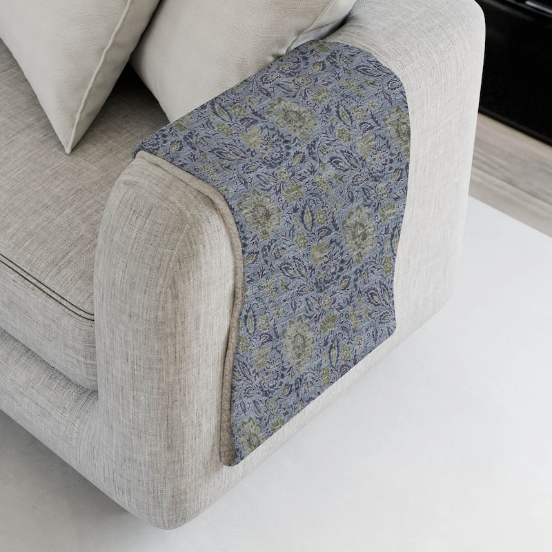 Premium Machine Washable Floral Sherpa Throw Blanket - Denim - 4'2" x 5'10"