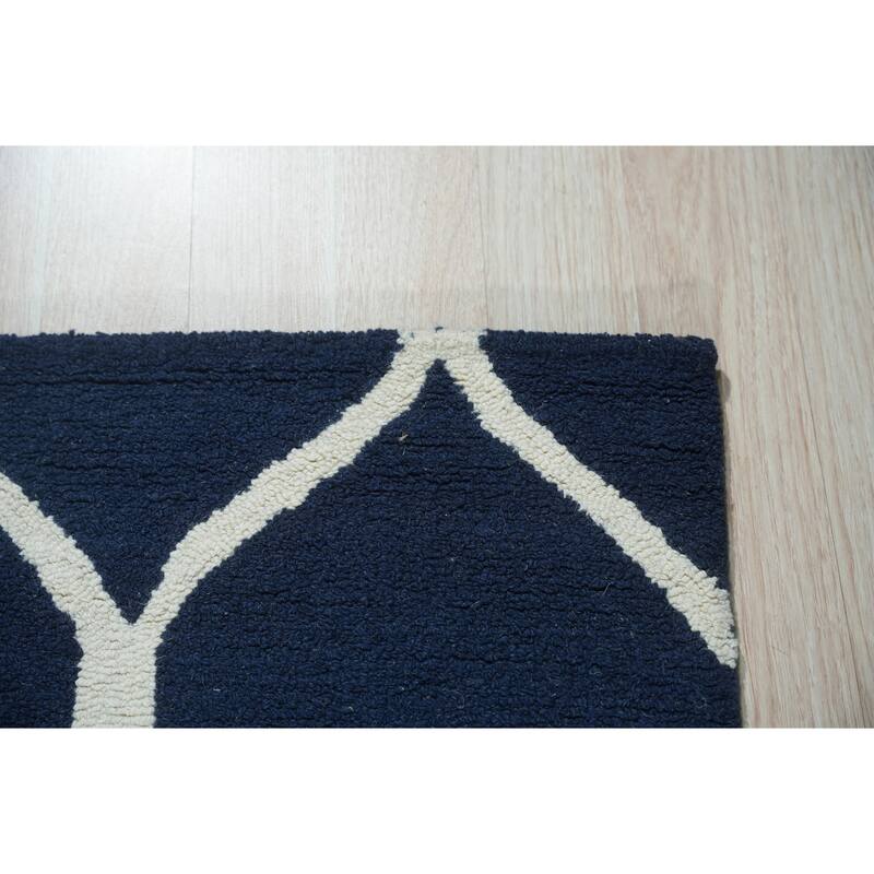 Blue Contemporary Transitional Geometric Area Rug - 5' x 7'