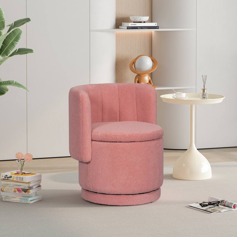 Boucle Fabric Swivel Accent Chair wStorage Space,for Living Room,Gray - Pink