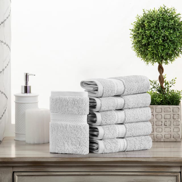 Marche Egyptian Cotton 6 Piece Face Towel Set by Miranda Haus - Silver