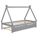 preview thumbnail 8 of 7, Twin Size Tent Floor Bed Teepee Bed Frame w/Pull-Out Trundle Bed, Gray