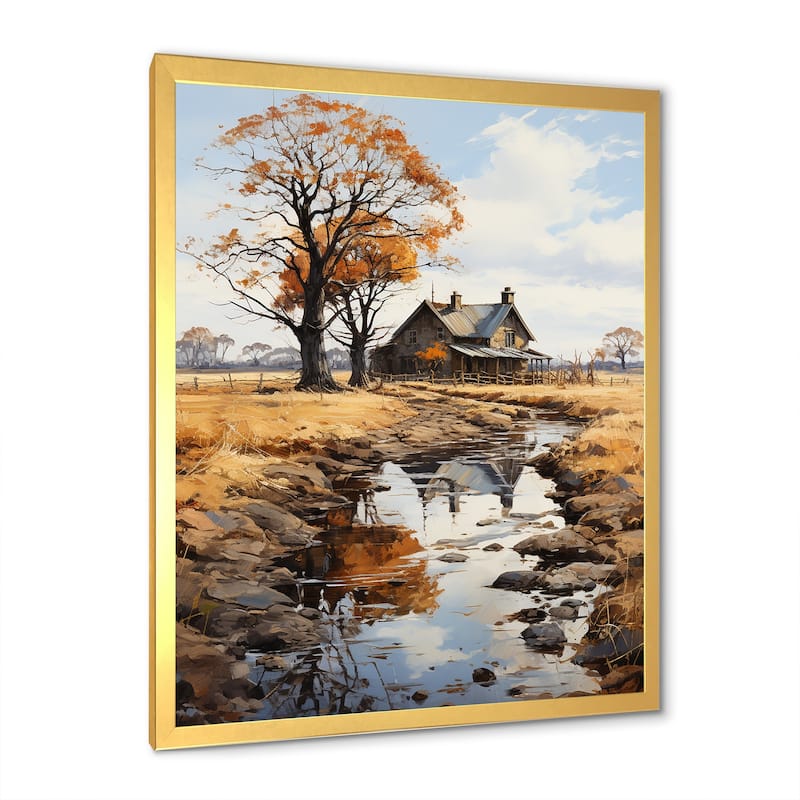 Designart "Farmhouse Rustic Retreat I" Countryside Framed Canvas Art Print
