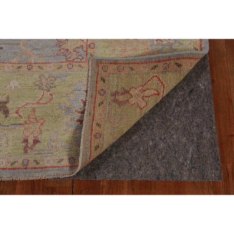 Hand Knotted Oriental 100% Wool Carpet Transitional All-Over Navy Blue & Blues Oushak Area Rug - 8' 11'' X 6' 1''