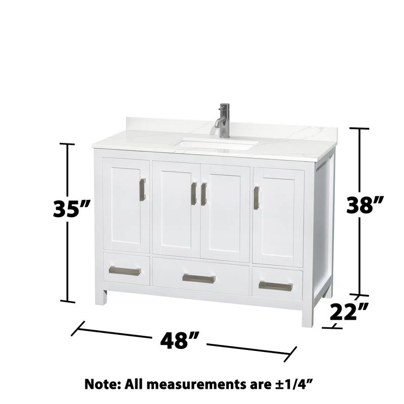Sheffield 48-inch Single Vanity, Single Hole Quartz Top, Med Cabinet
