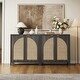 preview thumbnail 14 of 15, Bohemian Arched Rattan Door Sideboard with 2 Adjustable Shelves - 1-Piece