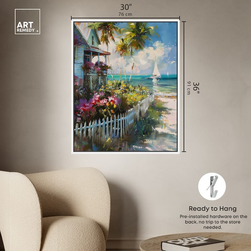 Art Remedy Local Beach House Framed Colorful Coastal 1 Piece Canvas Wall Art