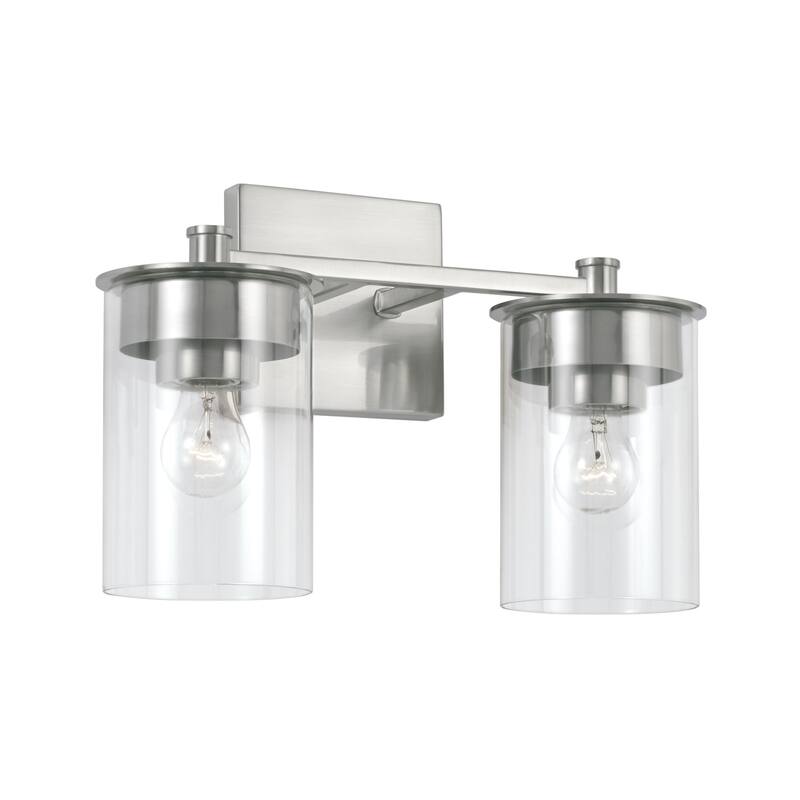 Mason 2-light Bath/ Vanity Fixture w/ Clear Glass - Brushed Nickel