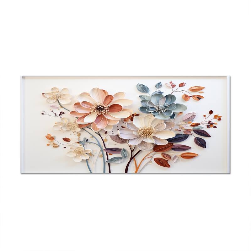 Designart "White Botanical Collage" Abstract Botanicals Wall Art Living Room