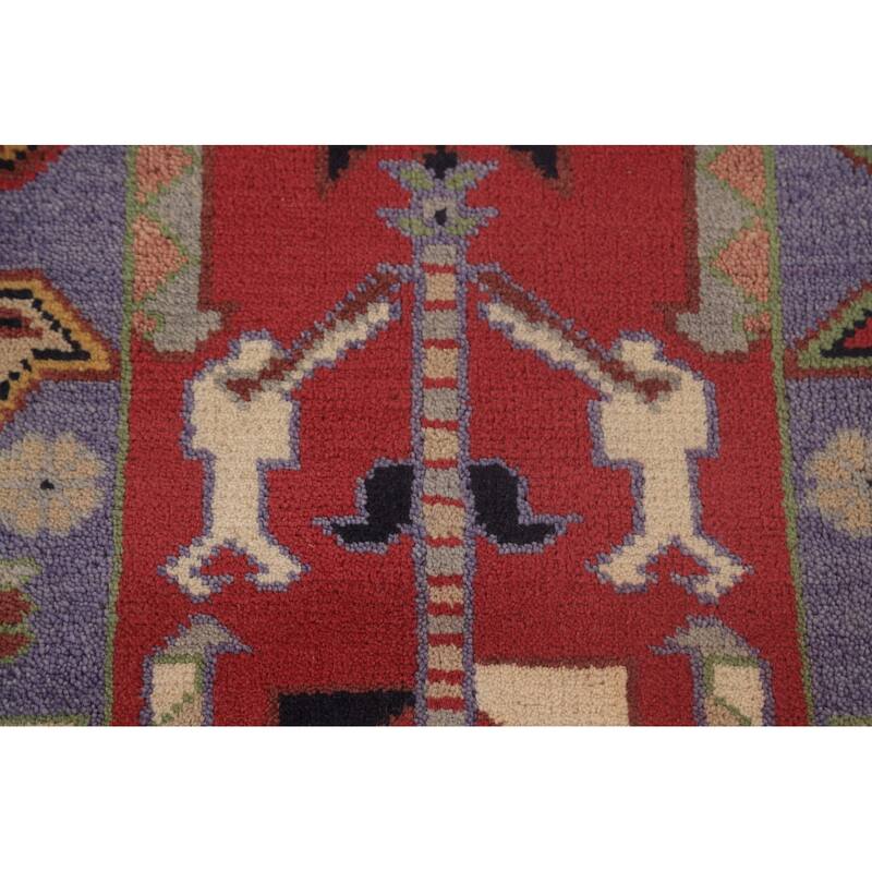 Traditional Purple Kazak Area Rug Handmade Wool Carpet - 9'0"x 11'9"
