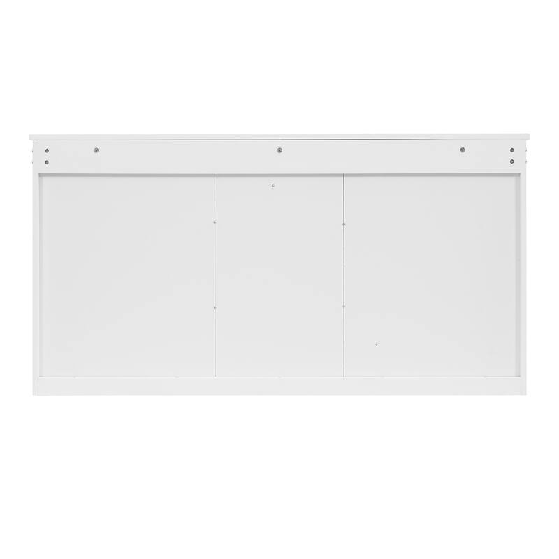 55" Wall-Mount 2-in-1 Mirror Cabinet with Adjustable Shelves & Soft-Closing Hinges, HD Bathroom Storage Organizer