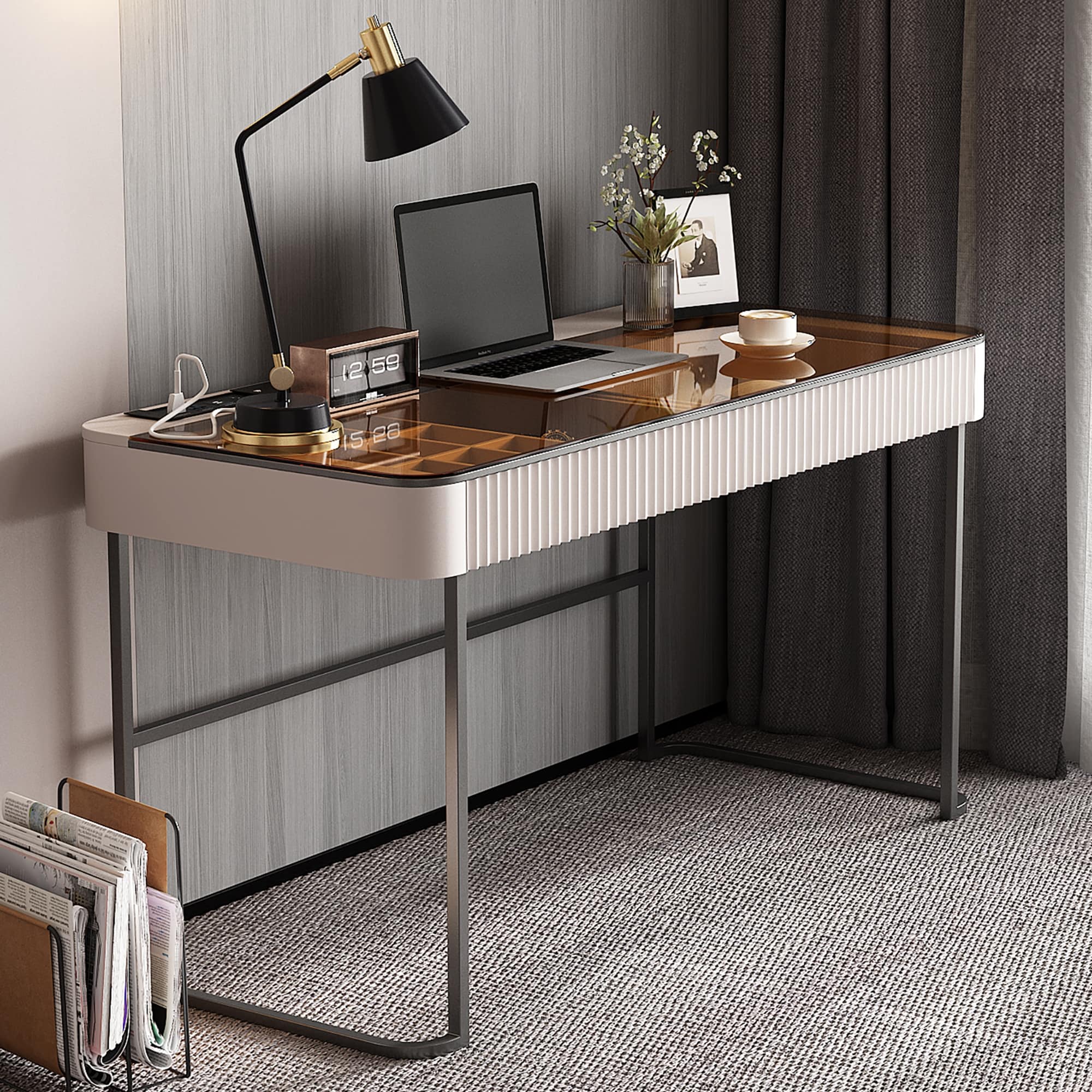 Home Office Desk, Computer Desk with USB Intelligent Socket (53IN)