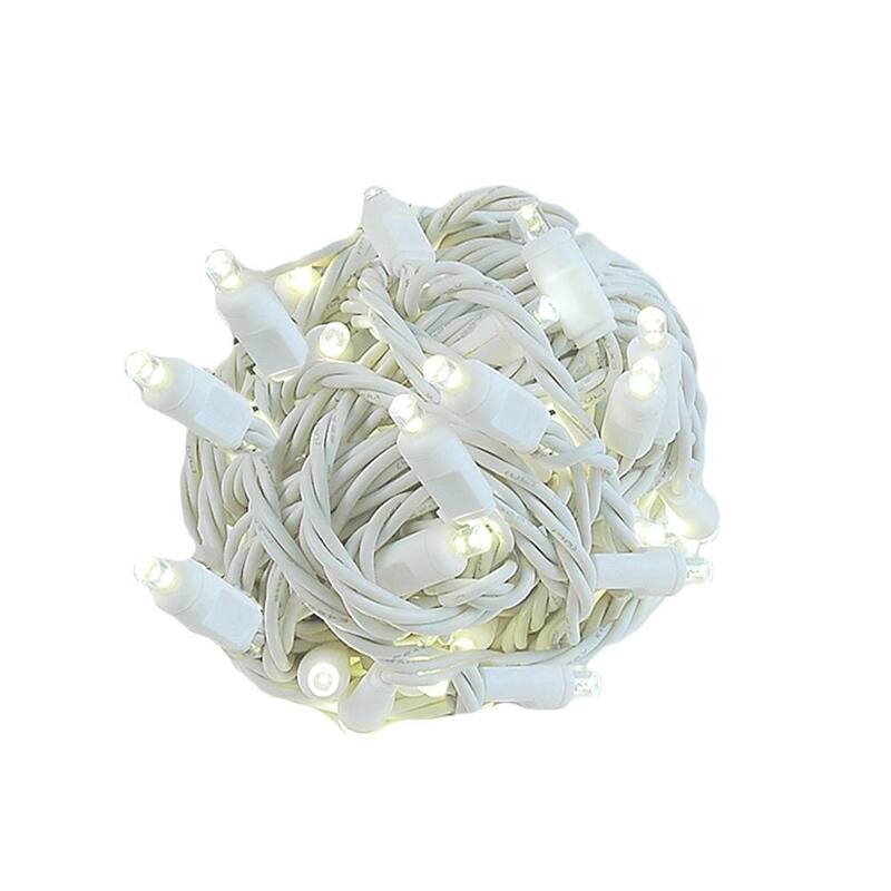 70 Light LED Christmas Mini Light Set, Patio Lights, Warm White, Green Wire, 25’ - Clear