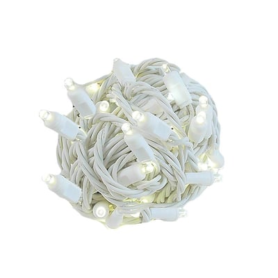 70 Light LED Christmas Mini Light Set, Patio Lights, Warm White, White Wire, 25’