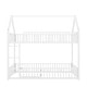 preview thumbnail 17 of 18, Twin Over Twin Metal Floor Bunk Bed with Safety Guardrails and Roof Design for Kids, House Shaped Bunk Bed Frame
