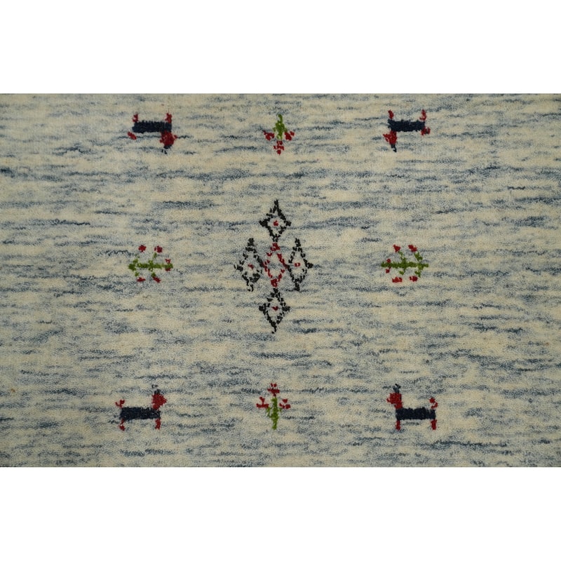 Hand Knotted Oriental 100% Wool Carpet Tribal Animal Pictorial Beige & Ivories Gabbeh Area Rug - 9' 11'' X 8' 7''