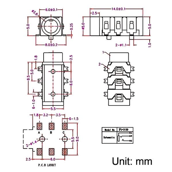 3 5 Mm Audio Jack Connector Pcb Mount Female Socket 6 Pin Pj 313d 15pcs Overstock 26403599