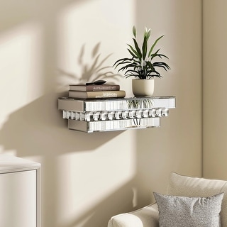 Mirrored Floating Wall Accent Shelf with Crystal Inlay - Bed Bath ...