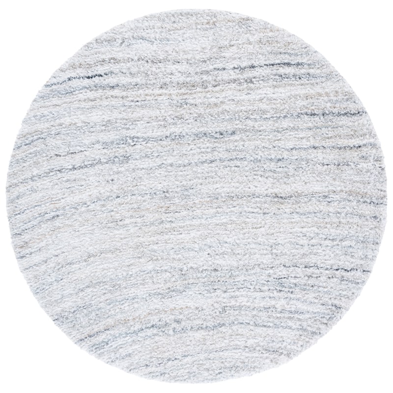SAFAVIEH Handmade Glory Shag Stergiani Rug - 6' Round - Ivory/Light Blue