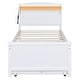 preview thumbnail 8 of 11, Twin Size Platform Bed with Storage LED Headboard, Twin Trundle & 3 Drawers, White