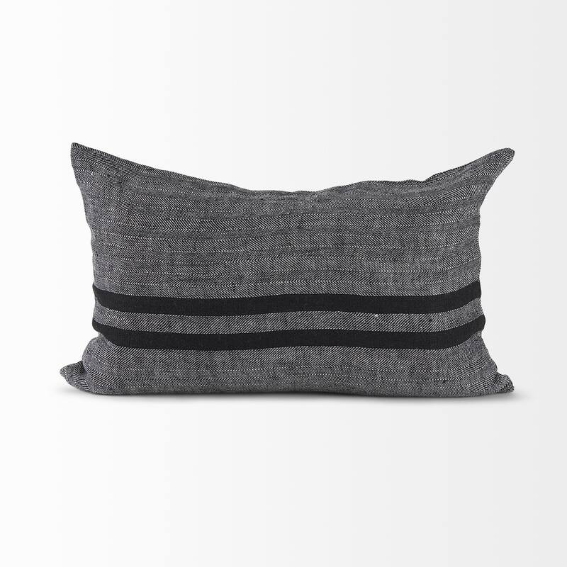 Dark Gray Detailed Throw Pillow Cover