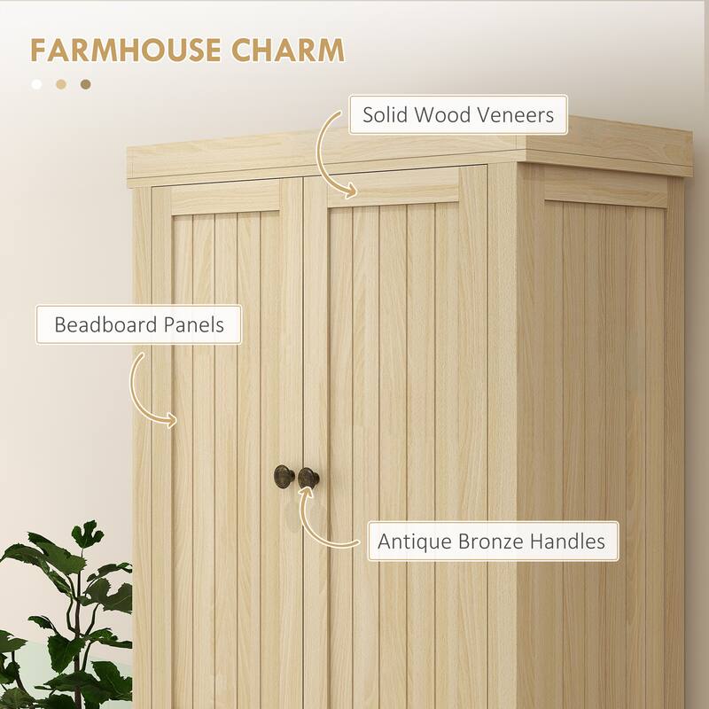 Freestanding Kitchen Pantry Cabinet - Natural Wood