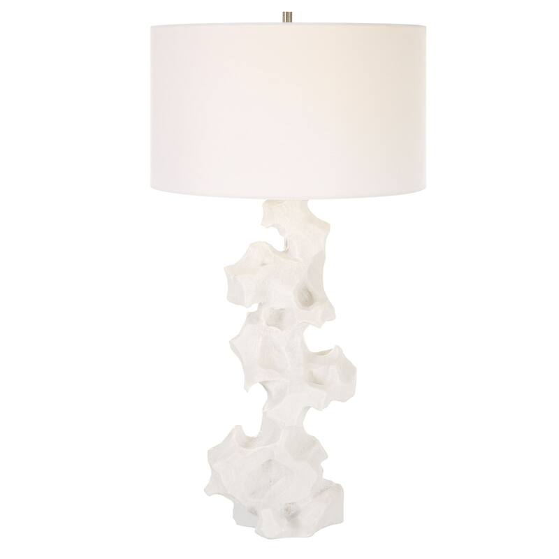 Marble Table Lamp with Hardback Drum Shade - 32" - White