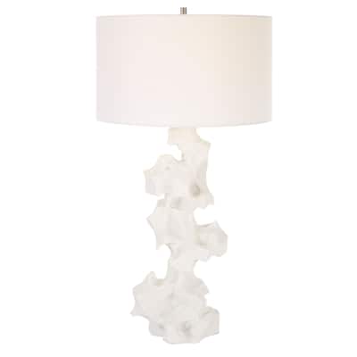Marble Table Lamp with Hardback Drum Shade - 32" - White