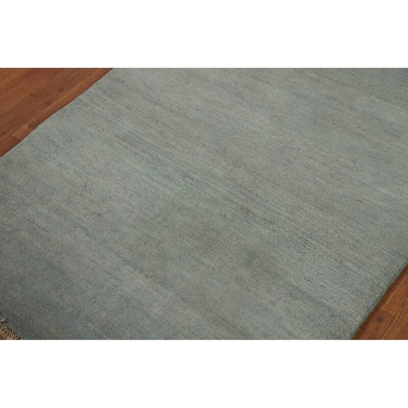 Blue Modern Gabbeh Oriental Foyer Rug Hand-Knotted Wool Carpet - 3'4"x 4'10"