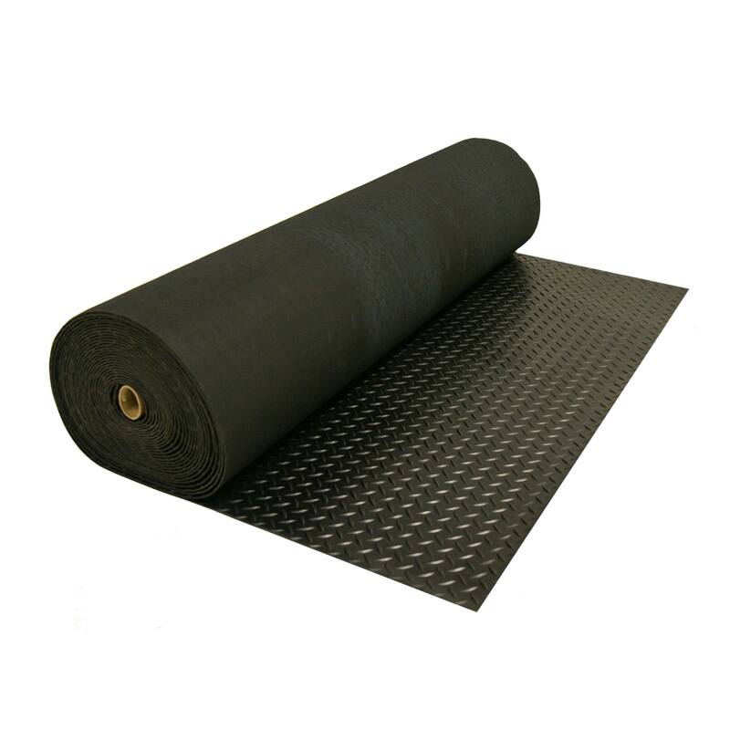 DRubber-Cal "Diamond-Plate" Rubber Flooring Rolls - 3 mm x 4 ft x 2 ft Rolls - Black - 48x24