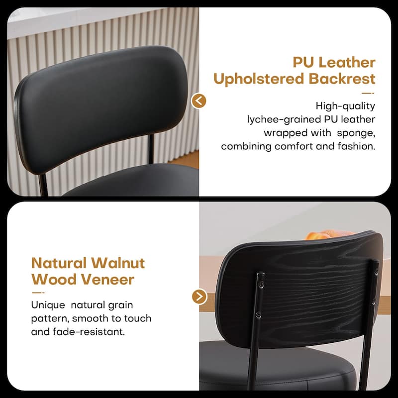 Adjustable Height Swivel Bar Stools with Back and Footrest - 17.7"W x 15.75"D x 35"-42.9"H