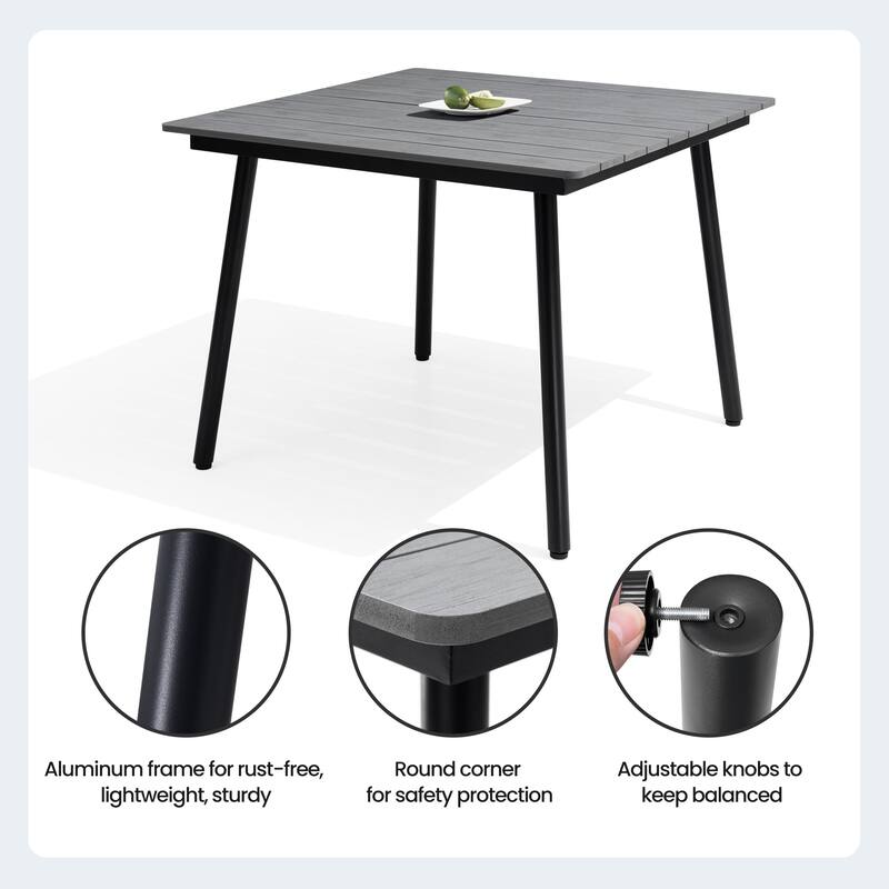 Crestlive Products Outdoor Rectangle Aluminum Dining Table with Umbrella Hole