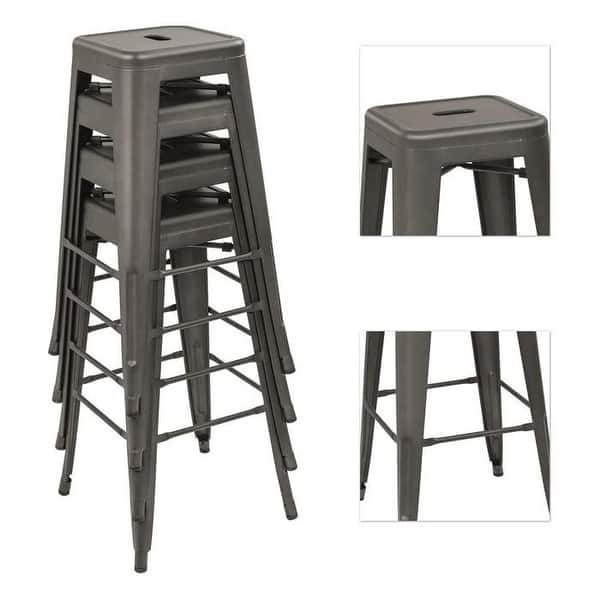 Homall 30 Inches Metal Bar Stools Stackable Kitchen Stools Set of 4 -  Overstock - 33928423
