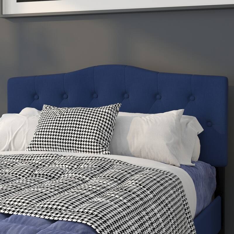 Arched Button Tufted Upholstered Headboard - Navy - Full