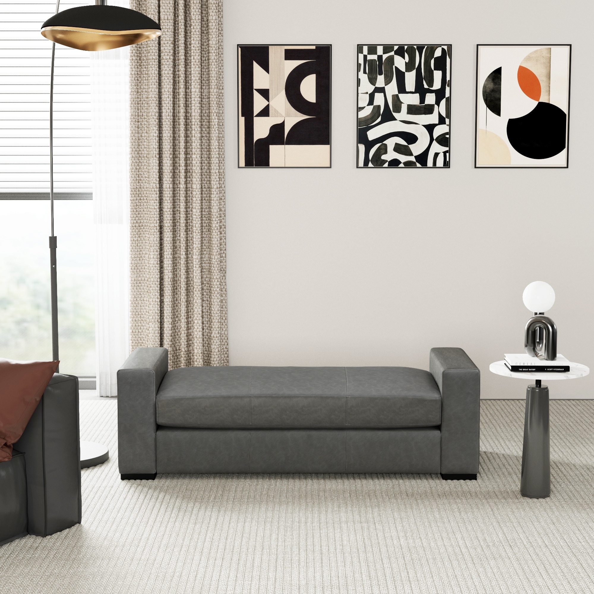 Christopher Knight Home- Zephyrine Faux Leather Ottoman