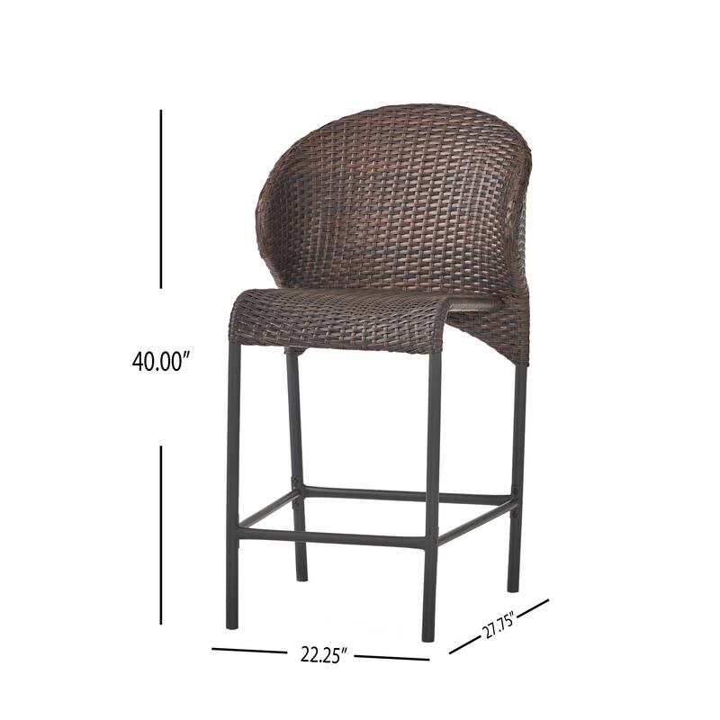 Oyster Bay Outdoor Wicker Counter Stool (Set of 4) by Christopher Knight Home