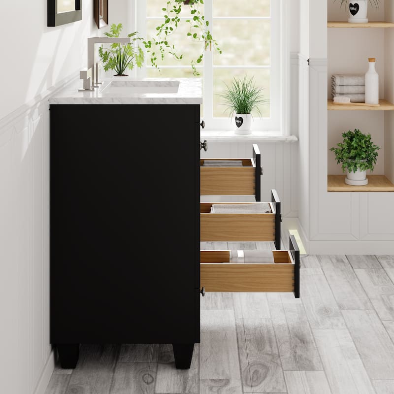 Acclaim 24 in. Espresso Single Sink Bath Vanity with Carrara Marble Top and Undermount Porcelain Sink