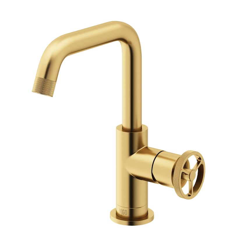 Vigo VG01047 Cass 1.2 GPM 9" H Single Handle Single Hole Bathroom - Matte Brushed Gold