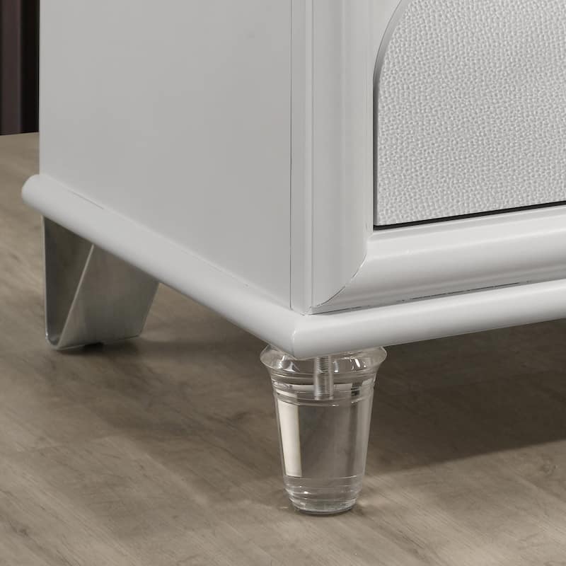 Furniture of America Drima Modern 4-Piece Pearl White Solid Wood Kids Platform Bedroom Set with LED