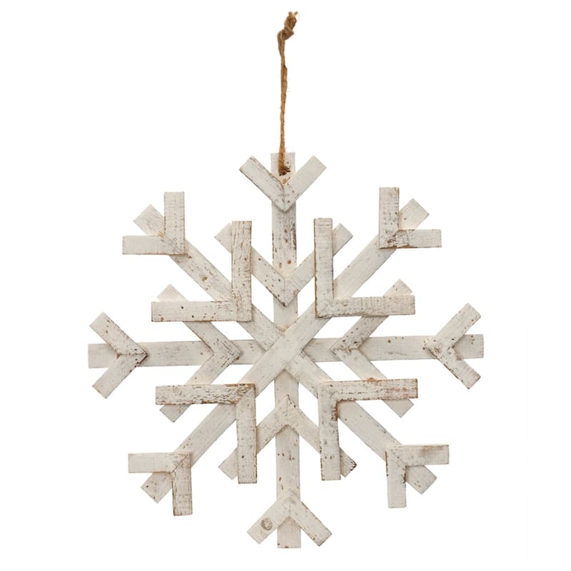 Wooden Snowflake Christmas Wall Hangings - 16" - Set of 4