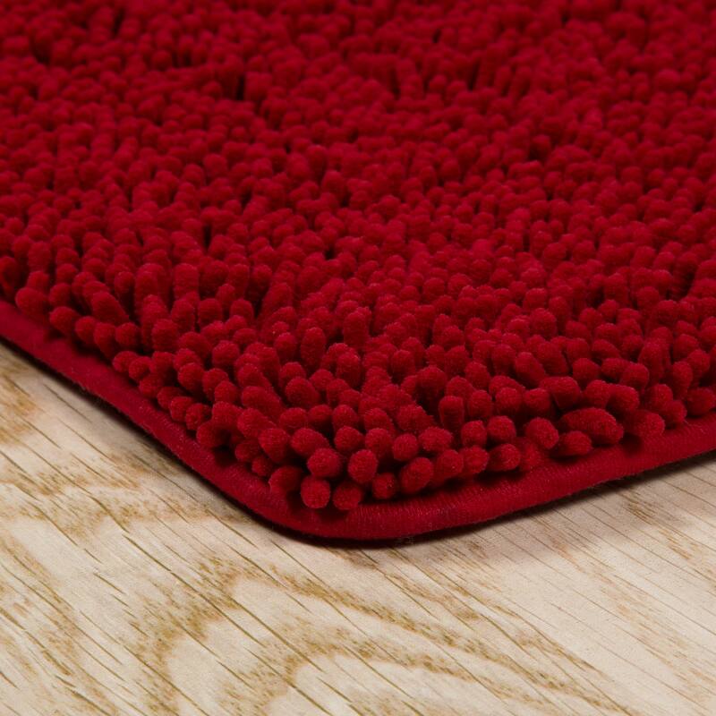 Bathroom Rugs - 2-Piece Memory Foam Bathroom Set with Chenille Shag Top and Non-Slip Base by Windsor Home